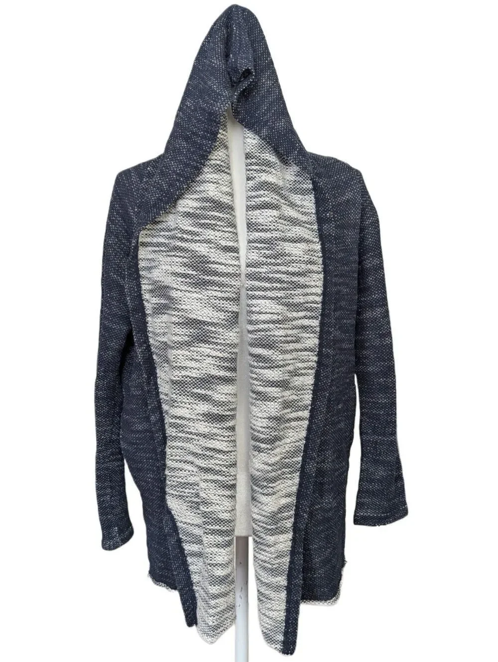 Lucky Brand Womens Navy Blue Heather Gray Open Front Shawl Collar Cardigan Small